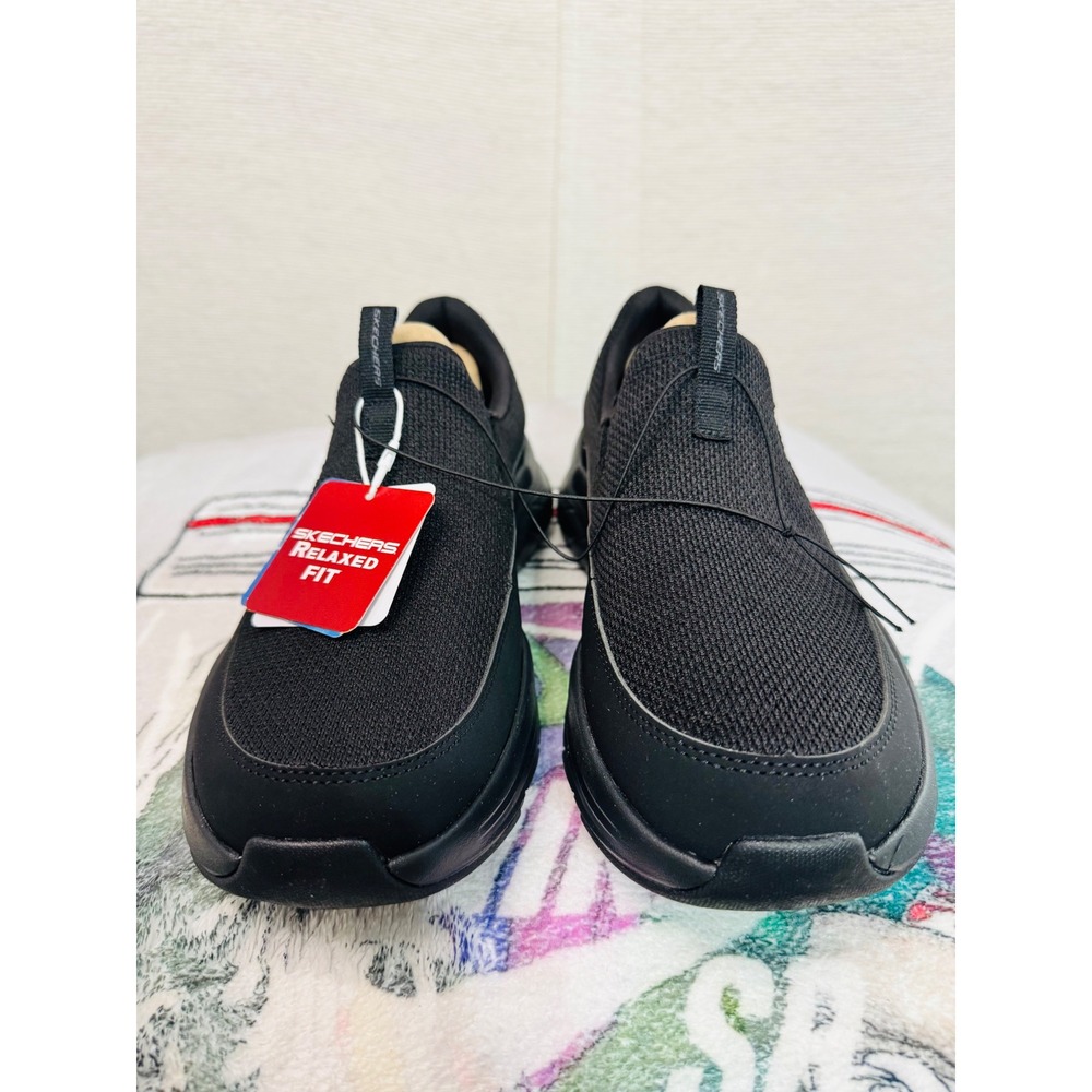 Skechers Arch Comfort Flex 66751S Mens 8 Black Slip On Relaxed Fit Shoes NEW